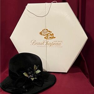 Vintage Black Cloche style hat by Louise Green